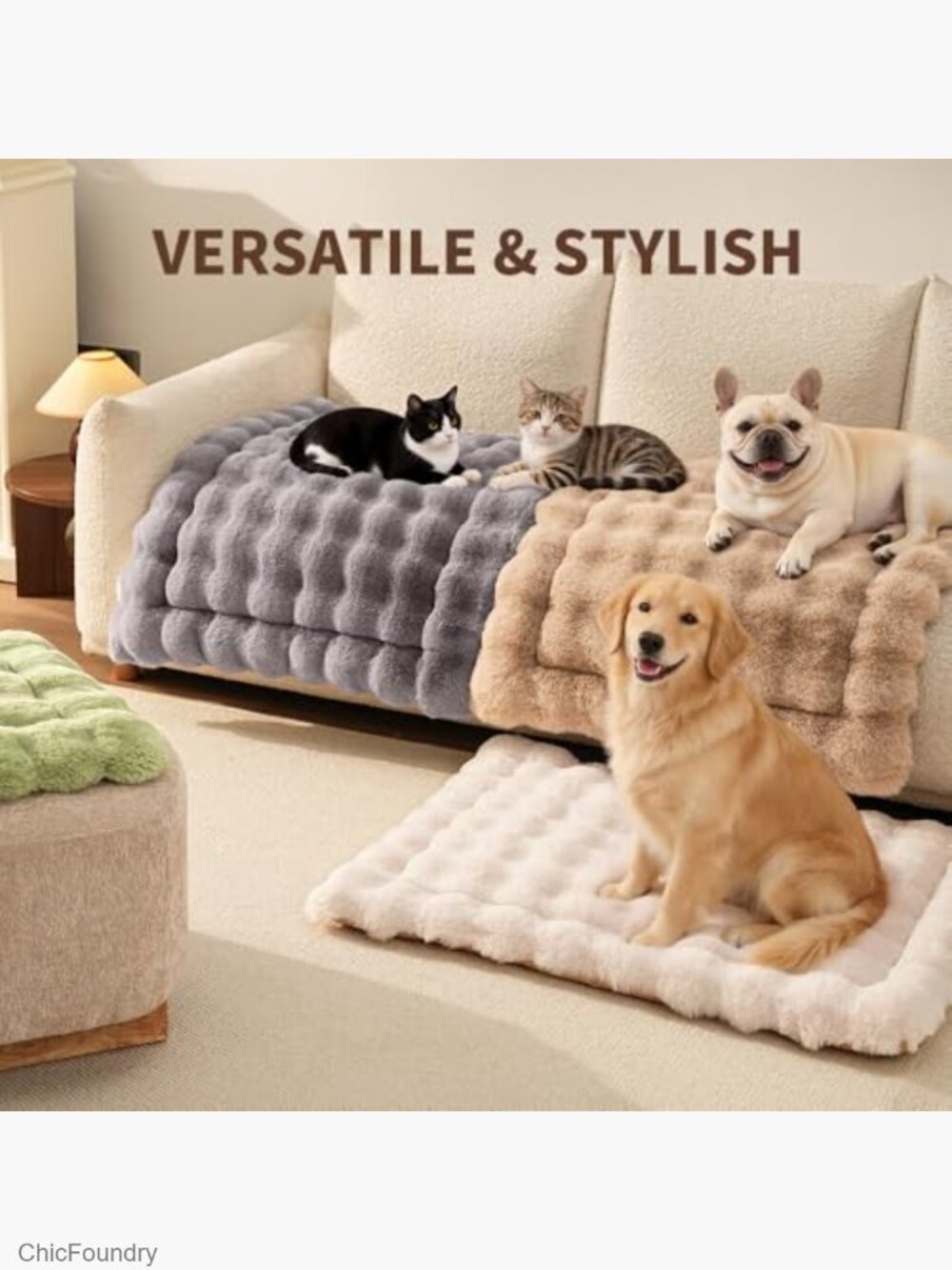 Plush Faux Fur Kneading Cat Bed Mat Non-Slip Machine Washable 23x15 - Picture 6 of 6